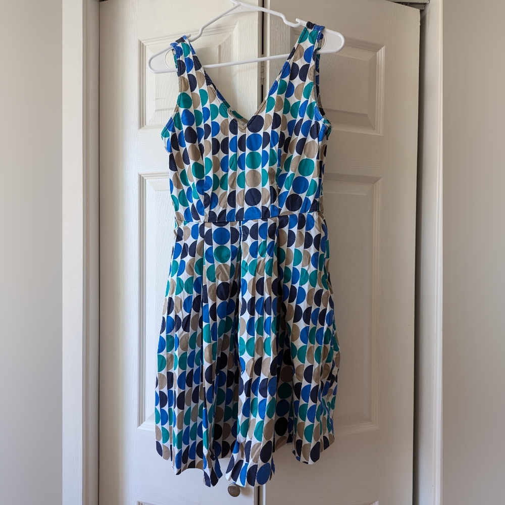 Banana Republic patterned cotton pleated flare dress sz 4